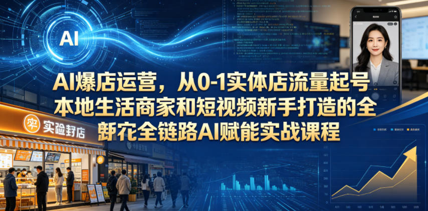 AI爆店运营，从0-1实体店流量起号，本地生活商家和短视频新手打造的全链路AI赋能实战课程瀚萌资源网-网赚网-网赚项目网-虚拟资源网-国学资源网-易学资源网-本站有全网最新网赚项目-易学课程资源-中医课程资源的在线下载网站！瀚萌资源网