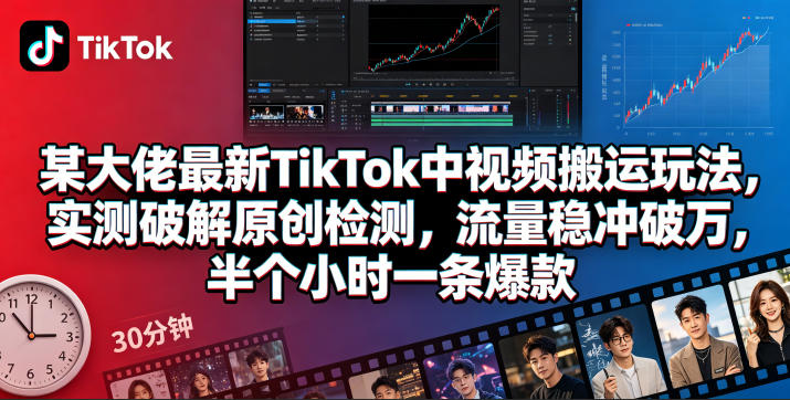 某大佬最新TikTok中视频搬运玩法，实测破解原创检测，流量稳冲破万，半个小时一条爆款瀚萌资源网-网赚网-网赚项目网-虚拟资源网-国学资源网-易学资源网-本站有全网最新网赚项目-易学课程资源-中医课程资源的在线下载网站！瀚萌资源网