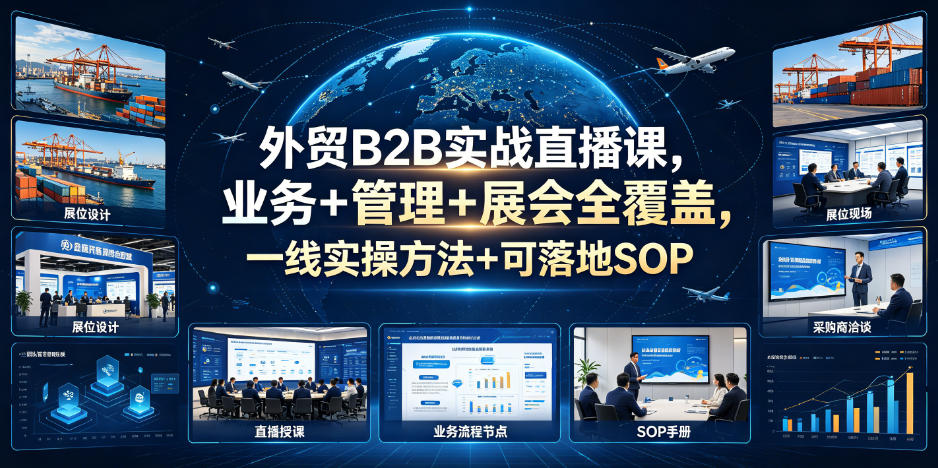 外贸B2B实战直播课，业务+管理+展会全覆盖，一线实操方法+可落地SOP瀚萌资源网-网赚网-网赚项目网-虚拟资源网-国学资源网-易学资源网-本站有全网最新网赚项目-易学课程资源-中医课程资源的在线下载网站！瀚萌资源网