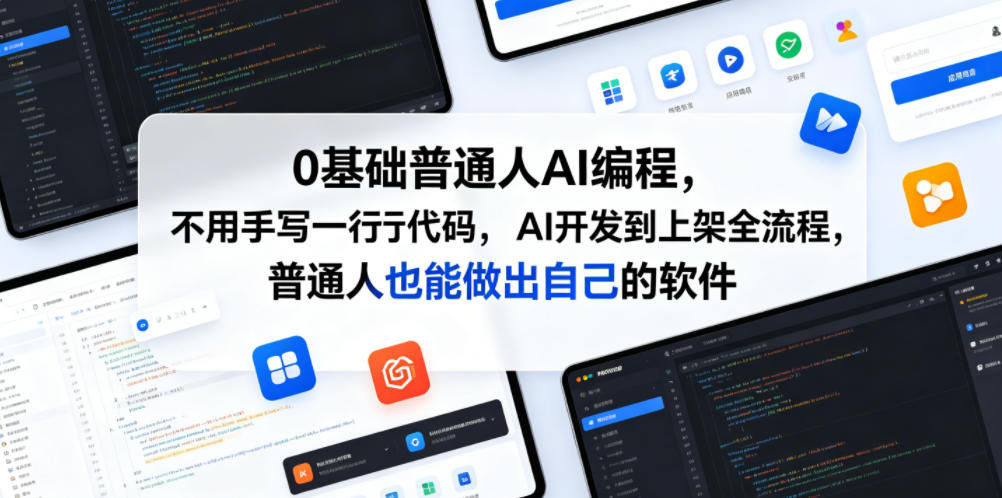 0基础普通人AI编程，不用手写一行代码，AI开发到上架全流程，普通人也能做出自己的软件瀚萌资源网-网赚网-网赚项目网-虚拟资源网-国学资源网-易学资源网-本站有全网最新网赚项目-易学课程资源-中医课程资源的在线下载网站！瀚萌资源网