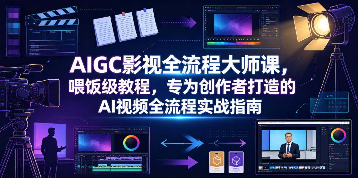 AIGC影视全流程大师课，喂饭级教程，专为创作者打造的AI视频全流程实战指南瀚萌资源网-网赚网-网赚项目网-虚拟资源网-国学资源网-易学资源网-本站有全网最新网赚项目-易学课程资源-中医课程资源的在线下载网站！瀚萌资源网