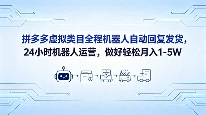 （18715期）拼多多虚拟类目全程机器人自动回复发货，24 小时机器人运营，做好轻松月入 1-5W瀚萌资源网-网赚网-网赚项目网-虚拟资源网-国学资源网-易学资源网-本站有全网最新网赚项目-易学课程资源-中医课程资源的在线下载网站！瀚萌资源网