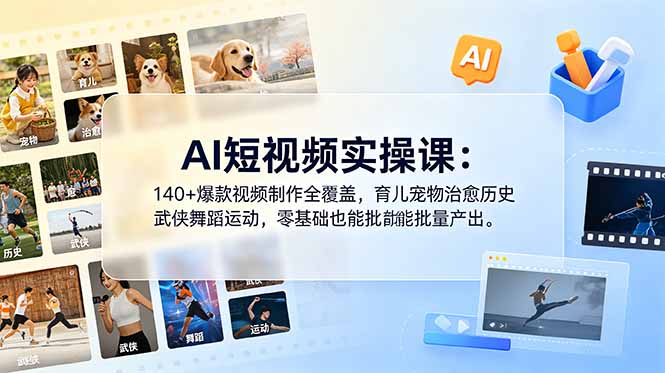 （18781期）AI短视频实操课：140+爆款视频制作全覆盖，育儿宠物治愈历史武侠舞蹈运动，零基础也能批量产出瀚萌资源网-网赚网-网赚项目网-虚拟资源网-国学资源网-易学资源网-本站有全网最新网赚项目-易学课程资源-中医课程资源的在线下载网站！瀚萌资源网
