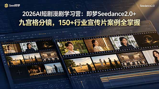 （19055期）2026AI短剧漫剧学习营：即梦Seedance2.0+九宫格分镜，150+行业宣传片案例全掌握瀚萌资源网-网赚网-网赚项目网-虚拟资源网-国学资源网-易学资源网-本站有全网最新网赚项目-易学课程资源-中医课程资源的在线下载网站！瀚萌资源网