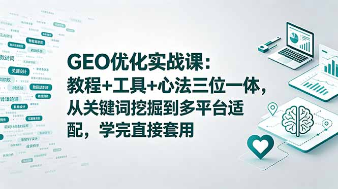 （18717期）GEO优化实战课：教程+工具+心法三位一体，从关键词挖掘到多平台适配，学完直接套用瀚萌资源网-网赚网-网赚项目网-虚拟资源网-国学资源网-易学资源网-本站有全网最新网赚项目-易学课程资源-中医课程资源的在线下载网站！瀚萌资源网