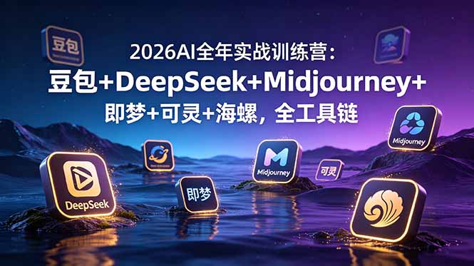 （19038期）2026AI全年实战训练营：豆包+DeepSeek+Midjourney+即梦+可灵+海螺，全工具链瀚萌资源网-网赚网-网赚项目网-虚拟资源网-国学资源网-易学资源网-本站有全网最新网赚项目-易学课程资源-中医课程资源的在线下载网站！瀚萌资源网