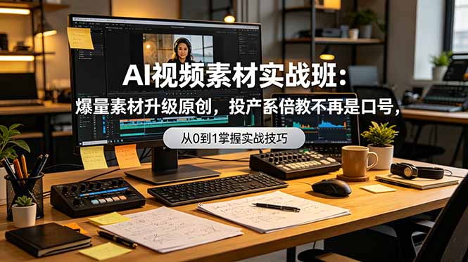 （19085期）AI视频素材实战班：爆量素材升级原创，投产翻倍不再是口号，0-1系统教学实战落地瀚萌资源网-网赚网-网赚项目网-虚拟资源网-国学资源网-易学资源网-本站有全网最新网赚项目-易学课程资源-中医课程资源的在线下载网站！瀚萌资源网