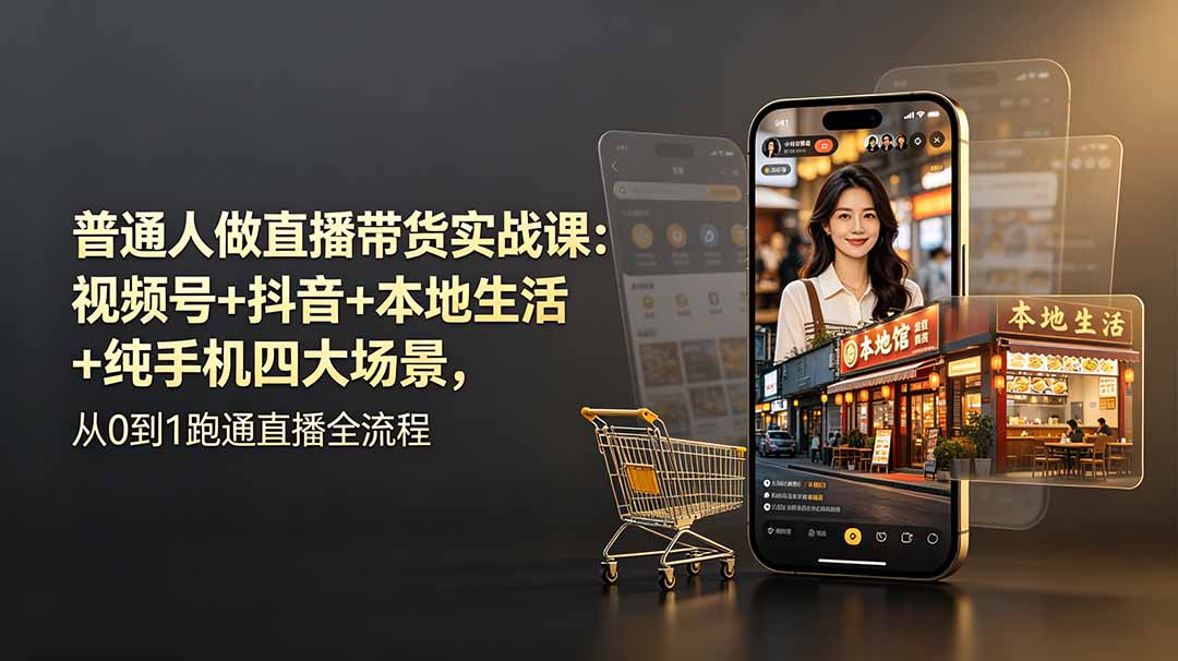 （19111期）普通人做直播带货实战课：视频号+抖音+本地生活+纯手机四大场景，从0到1跑通直播全流程瀚萌资源网-网赚网-网赚项目网-虚拟资源网-国学资源网-易学资源网-本站有全网最新网赚项目-易学课程资源-中医课程资源的在线下载网站！瀚萌资源网
