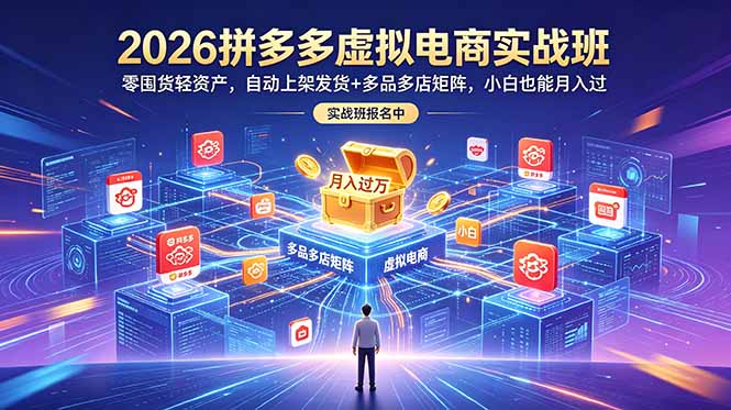 （18879期）2026拼多多虚拟电商实战班：零囤货轻资产，自动上架发货+多品多店矩阵，小白也能月入过万瀚萌资源网-网赚网-网赚项目网-虚拟资源网-国学资源网-易学资源网-本站有全网最新网赚项目-易学课程资源-中医课程资源的在线下载网站！瀚萌资源网