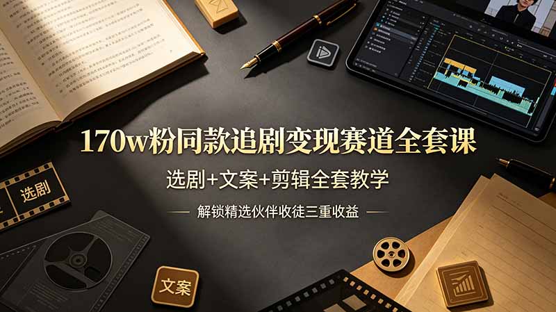 （19123期）170w粉博主同款追剧变现赛道全套课，选剧+文案+剪辑全套教学，解锁精选伙伴收徒三重收益瀚萌资源网-网赚网-网赚项目网-虚拟资源网-国学资源网-易学资源网-本站有全网最新网赚项目-易学课程资源-中医课程资源的在线下载网站！瀚萌资源网