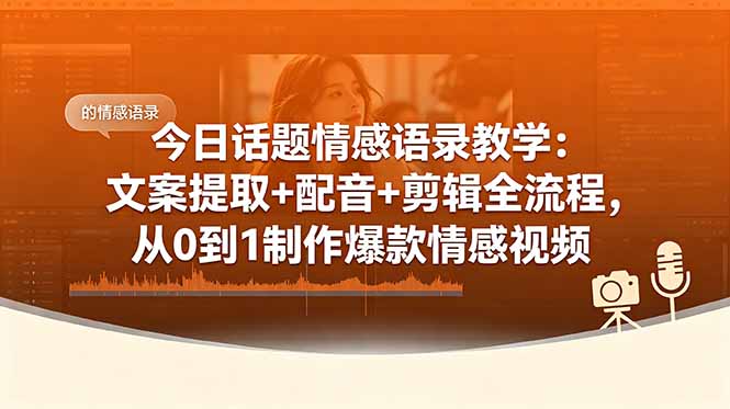 （18719期）今日话题情感语录教学：文案提取+配音+剪辑全流程，从0到1制作爆款情感视频瀚萌资源网-网赚网-网赚项目网-虚拟资源网-国学资源网-易学资源网-本站有全网最新网赚项目-易学课程资源-中医课程资源的在线下载网站！瀚萌资源网