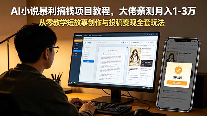 （18898期）AI小说暴利搞钱项目教程，大佬亲测月入1-3万，从零教学短故事创作与投稿变现全套玩法瀚萌资源网-网赚网-网赚项目网-虚拟资源网-国学资源网-易学资源网-本站有全网最新网赚项目-易学课程资源-中医课程资源的在线下载网站！瀚萌资源网