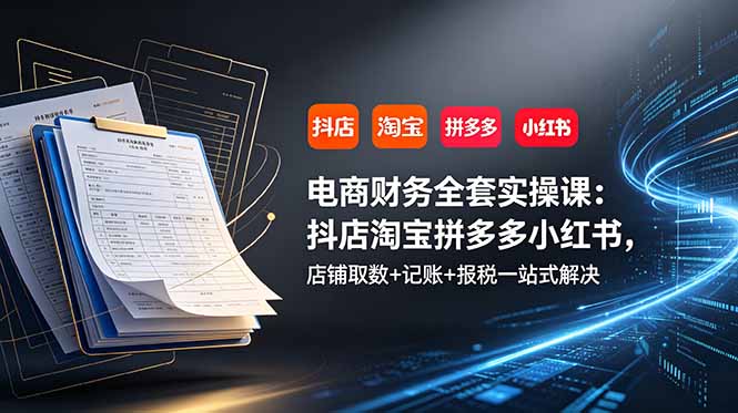 （19001期）电商财务全套实操课：抖店淘宝拼多多小红书，店铺取数+记账+报税一站式解决瀚萌资源网-网赚网-网赚项目网-虚拟资源网-国学资源网-易学资源网-本站有全网最新网赚项目-易学课程资源-中医课程资源的在线下载网站！瀚萌资源网