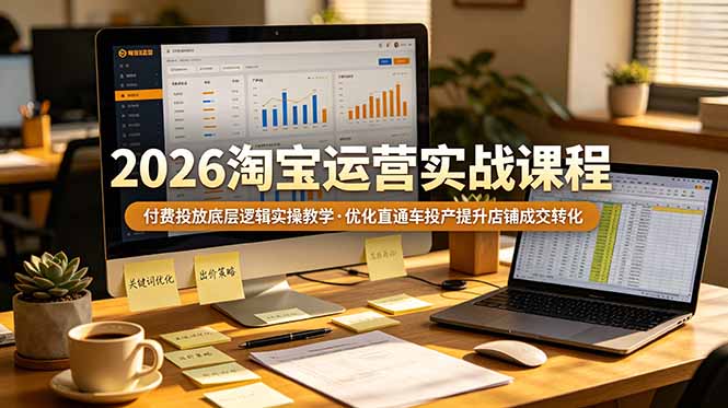 （19075期）2026 淘宝运营实战课程，付费投放底层逻辑实操教学，优化直通车投产提升店铺成交转化瀚萌资源网-网赚网-网赚项目网-虚拟资源网-国学资源网-易学资源网-本站有全网最新网赚项目-易学课程资源-中医课程资源的在线下载网站！瀚萌资源网