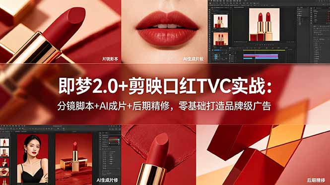 （18729期）即梦2.0+剪映口红TVC实战：分镜脚本+AI成片+后期精修，零基础打造品牌级广告瀚萌资源网-网赚网-网赚项目网-虚拟资源网-国学资源网-易学资源网-本站有全网最新网赚项目-易学课程资源-中医课程资源的在线下载网站！瀚萌资源网