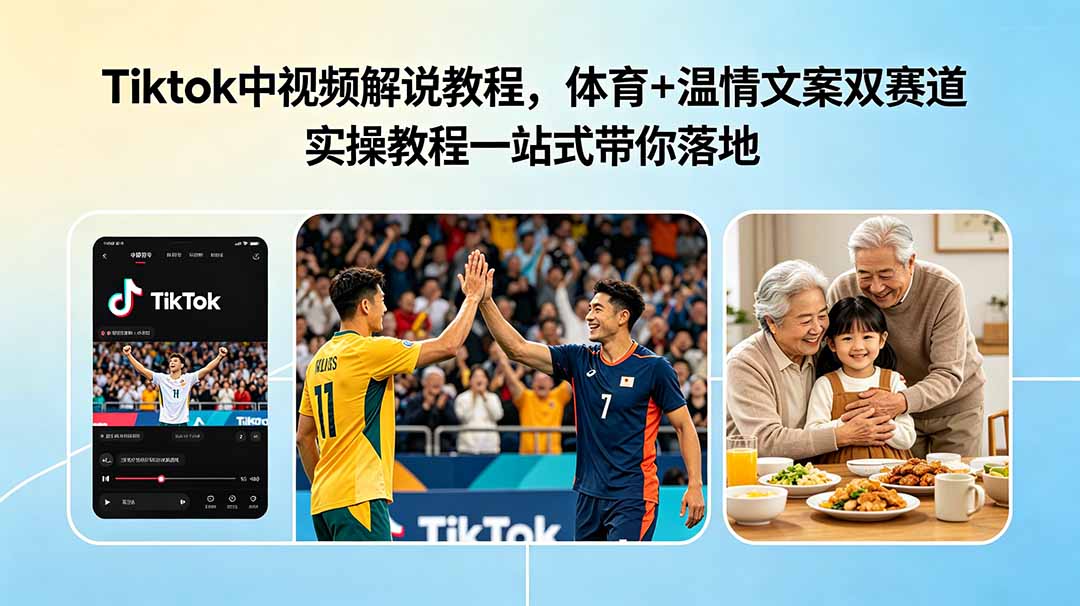 （18910期）Tiktok中视频解说教程，体育+温情文案双赛道实操教程一站式带你落地瀚萌资源网-网赚网-网赚项目网-虚拟资源网-国学资源网-易学资源网-本站有全网最新网赚项目-易学课程资源-中医课程资源的在线下载网站！瀚萌资源网