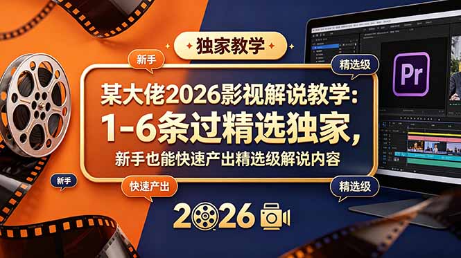 （18946期）某大佬2026影视解说教学：1-6条过精选独家，新手也能快速产出精选级解说内容瀚萌资源网-网赚网-网赚项目网-虚拟资源网-国学资源网-易学资源网-本站有全网最新网赚项目-易学课程资源-中医课程资源的在线下载网站！瀚萌资源网
