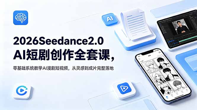 （18958期）2026Seedance2.0AI短剧创作全套课，零基础系统教学AI漫剧短视频，从灵感到成片完整落地瀚萌资源网-网赚网-网赚项目网-虚拟资源网-国学资源网-易学资源网-本站有全网最新网赚项目-易学课程资源-中医课程资源的在线下载网站！瀚萌资源网