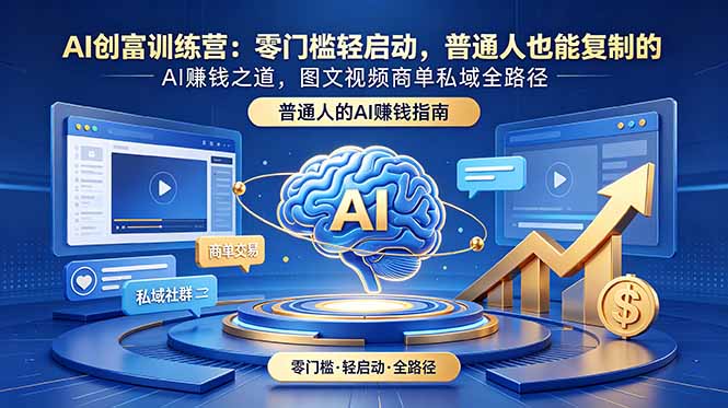 （18911期）AI创富训练营：零门槛轻启动，普通人也能复制的AI赚钱之道，图文视频商单私域全路径瀚萌资源网-网赚网-网赚项目网-虚拟资源网-国学资源网-易学资源网-本站有全网最新网赚项目-易学课程资源-中医课程资源的在线下载网站！瀚萌资源网