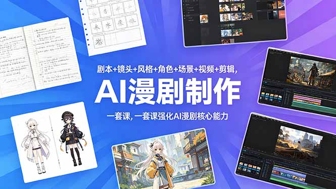（18734期）剧本+镜头+风格+角色+场景+视频+剪辑，一套课强化AI漫剧核心能力瀚萌资源网-网赚网-网赚项目网-虚拟资源网-国学资源网-易学资源网-本站有全网最新网赚项目-易学课程资源-中医课程资源的在线下载网站！瀚萌资源网