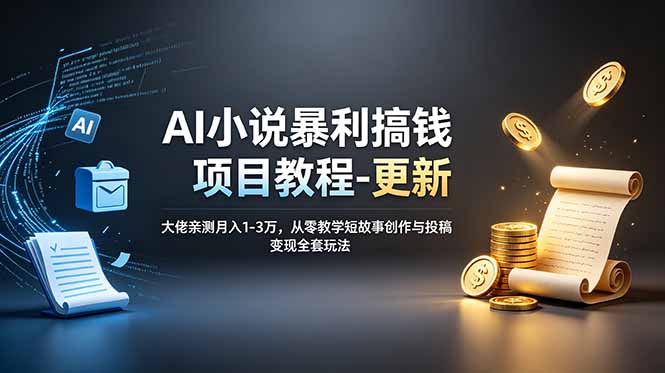 （19030期）AI小说暴利搞钱项目教程-更新，大佬亲测月入1-3万，从零教学短故事创作与投稿变现全套玩法瀚萌资源网-网赚网-网赚项目网-虚拟资源网-国学资源网-易学资源网-本站有全网最新网赚项目-易学课程资源-中医课程资源的在线下载网站！瀚萌资源网