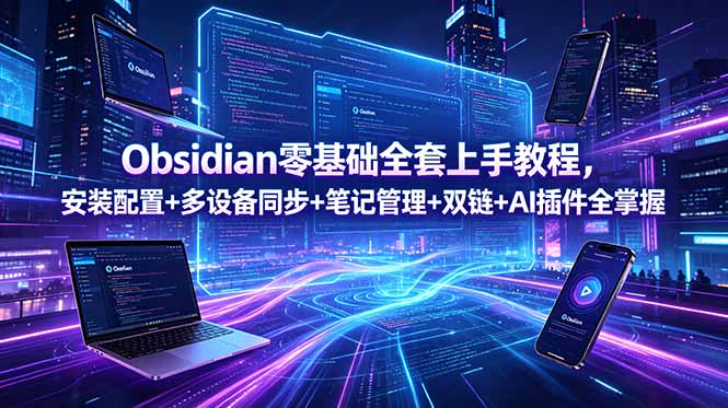 （18797期）Obsidian零基础全套上手教程，安装配置+多设备同步+笔记管理+双链+AI插件全掌握瀚萌资源网-网赚网-网赚项目网-虚拟资源网-国学资源网-易学资源网-本站有全网最新网赚项目-易学课程资源-中医课程资源的在线下载网站！瀚萌资源网