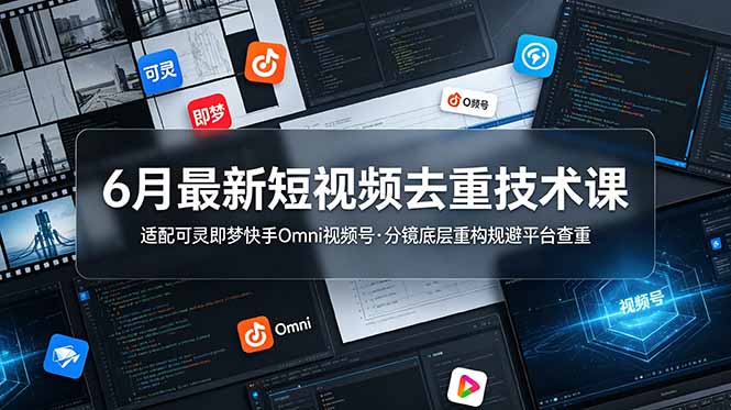 （19031期）6月最新短视频去重技术课，适配可灵即梦快手Omni视频号，分镜底层重构规避平台查重瀚萌资源网-网赚网-网赚项目网-虚拟资源网-国学资源网-易学资源网-本站有全网最新网赚项目-易学课程资源-中医课程资源的在线下载网站！瀚萌资源网