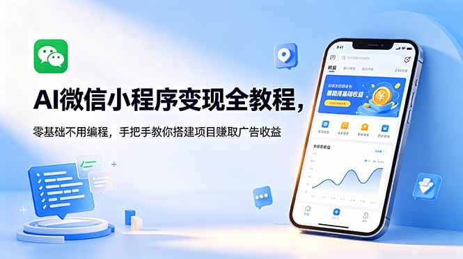 （18773期）AI微信小程序变现全教程，零基础不用编程，手把手教你搭建项目赚取广告收益瀚萌资源网-网赚网-网赚项目网-虚拟资源网-国学资源网-易学资源网-本站有全网最新网赚项目-易学课程资源-中医课程资源的在线下载网站！瀚萌资源网