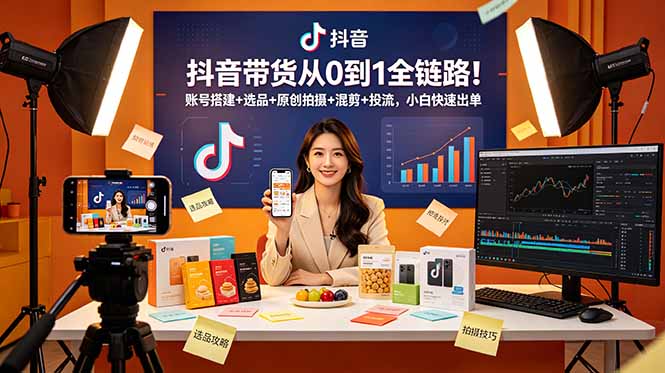 （18963期）抖音带货从0到1全链路！账号搭建+选品+原创拍摄+混剪+投流，小白快速出单瀚萌资源网-网赚网-网赚项目网-虚拟资源网-国学资源网-易学资源网-本站有全网最新网赚项目-易学课程资源-中医课程资源的在线下载网站！瀚萌资源网