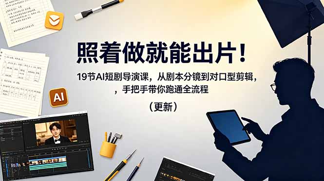 （18694期）照着做就能出片！19节AI短剧导演课，从剧本分镜到对口型剪辑，手把手带你跑通全流程（更新）瀚萌资源网-网赚网-网赚项目网-虚拟资源网-国学资源网-易学资源网-本站有全网最新网赚项目-易学课程资源-中医课程资源的在线下载网站！瀚萌资源网