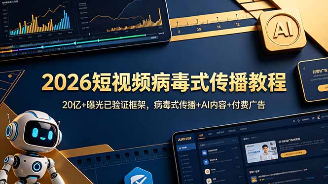 （18986期）2026短视频病毒式传播教程：20亿+曝光已验证框架，病毒式传播+AI内容+付费广告瀚萌资源网-网赚网-网赚项目网-虚拟资源网-国学资源网-易学资源网-本站有全网最新网赚项目-易学课程资源-中医课程资源的在线下载网站！瀚萌资源网