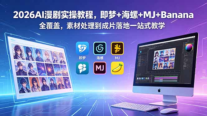 （18774期）2026AI漫剧实操教程，即梦+海螺+MJ+Banana全覆盖，素材处理到成片落地一站式教学瀚萌资源网-网赚网-网赚项目网-虚拟资源网-国学资源网-易学资源网-本站有全网最新网赚项目-易学课程资源-中医课程资源的在线下载网站！瀚萌资源网