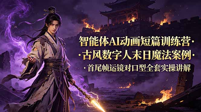 （19114期）智能体AI动画短篇训练营-更新，古风数字人末日魔法案例，首尾帧运镜对口型全套实操讲解瀚萌资源网-网赚网-网赚项目网-虚拟资源网-国学资源网-易学资源网-本站有全网最新网赚项目-易学课程资源-中医课程资源的在线下载网站！瀚萌资源网