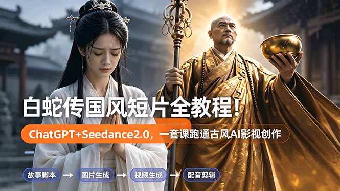 （18737期）白蛇传-国风短片全教程！ChatGPT+Seedance2.0，一套课跑通古风AI影视创作瀚萌资源网-网赚网-网赚项目网-虚拟资源网-国学资源网-易学资源网-本站有全网最新网赚项目-易学课程资源-中医课程资源的在线下载网站！瀚萌资源网