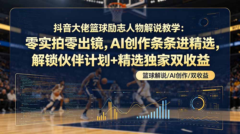 （19047期）抖音大佬篮球励志人物解说教学：零实拍零出镜，AI创作条条进精选，解锁伙伴计划+精选独家双收益瀚萌资源网-网赚网-网赚项目网-虚拟资源网-国学资源网-易学资源网-本站有全网最新网赚项目-易学课程资源-中医课程资源的在线下载网站！瀚萌资源网