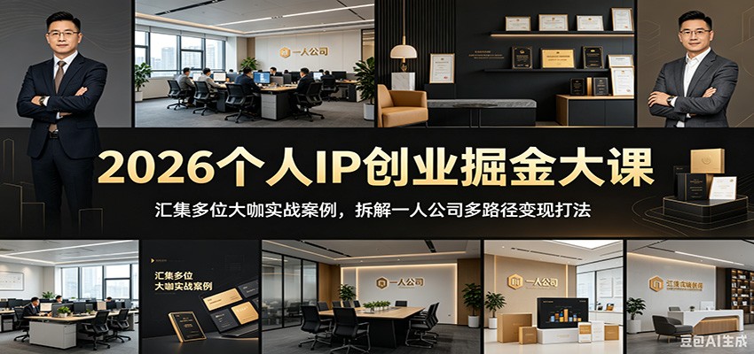 2026个人IP创业掘金大课：汇集多位大咖实战案例，拆解一人公司多路径变现打法瀚萌资源网-网赚网-网赚项目网-虚拟资源网-国学资源网-易学资源网-本站有全网最新网赚项目-易学课程资源-中医课程资源的在线下载网站！瀚萌资源网