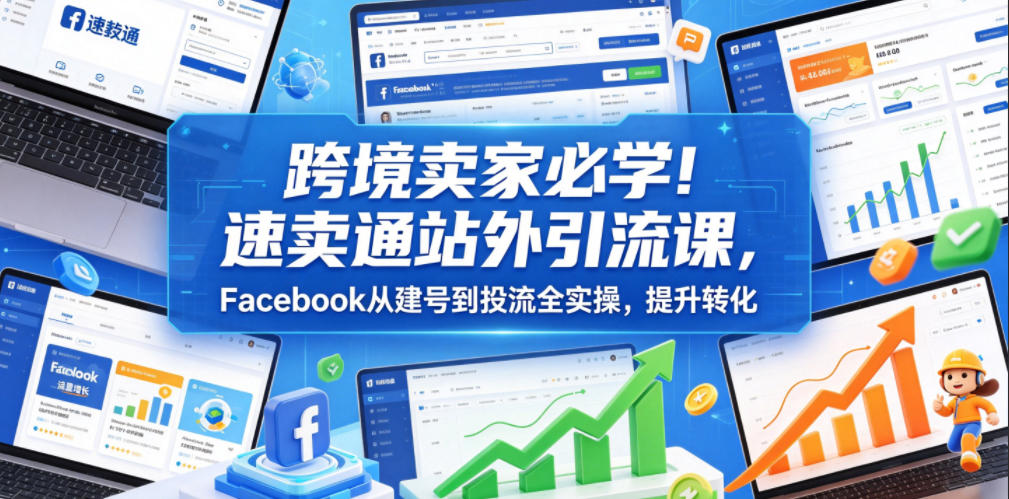 跨境卖家必学！速卖通站外引流课，Facebook从建号到投流全实操，提升转化瀚萌资源网-网赚网-网赚项目网-虚拟资源网-国学资源网-易学资源网-本站有全网最新网赚项目-易学课程资源-中医课程资源的在线下载网站！瀚萌资源网