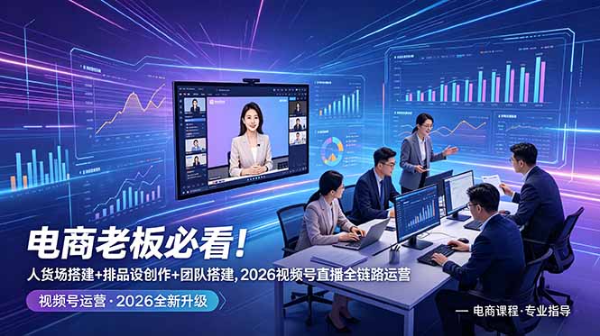 （18845期）电商老板必看！人货场搭建+排品设计+素材创作+团队搭建，2026视频号直播全链路运营瀚萌资源网-网赚网-网赚项目网-虚拟资源网-国学资源网-易学资源网-本站有全网最新网赚项目-易学课程资源-中医课程资源的在线下载网站！瀚萌资源网