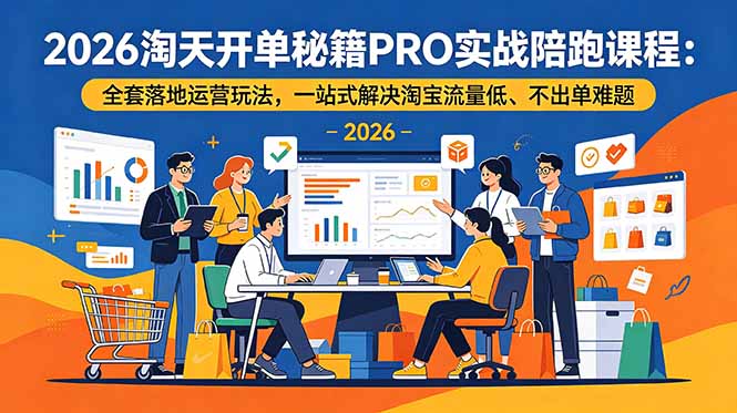 （18844期）2026淘天开单秘籍PRO实战陪跑课程：全套落地运营玩法，一站式解决淘宝流量低、不出单难题瀚萌资源网-网赚网-网赚项目网-虚拟资源网-国学资源网-易学资源网-本站有全网最新网赚项目-易学课程资源-中医课程资源的在线下载网站！瀚萌资源网