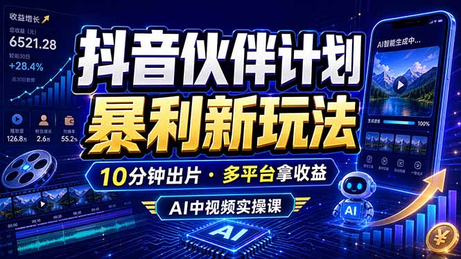 （18869期）抖音伙伴计划最新玩法，无需配音剪辑，10分钟出一条原创视频，轻松日入三位数瀚萌资源网-网赚网-网赚项目网-虚拟资源网-国学资源网-易学资源网-本站有全网最新网赚项目-易学课程资源-中医课程资源的在线下载网站！瀚萌资源网
