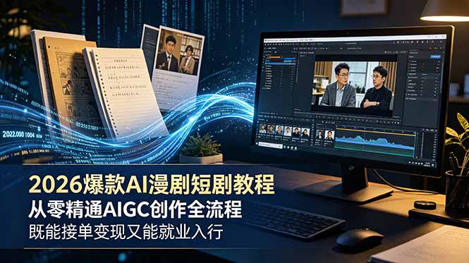 （18980期）2026 爆款 AI 漫剧短剧教程 从零精通 AIGC 创作全流程 既能接单变现又能就业入行瀚萌资源网-网赚网-网赚项目网-虚拟资源网-国学资源网-易学资源网-本站有全网最新网赚项目-易学课程资源-中医课程资源的在线下载网站！瀚萌资源网