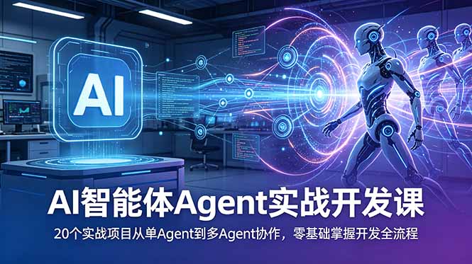 （18983期）AI智能体Agent实战开发课：20个实战项目从单Agent到多Agent协作，零基础掌握开发全流程瀚萌资源网-网赚网-网赚项目网-虚拟资源网-国学资源网-易学资源网-本站有全网最新网赚项目-易学课程资源-中医课程资源的在线下载网站！瀚萌资源网