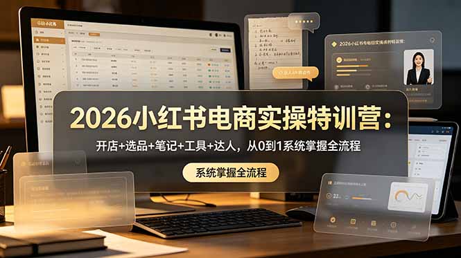 （18978期）2026小红书电商实操特训营：开店+选品+笔记+工具+达人，从0到1系统掌握全流程瀚萌资源网-网赚网-网赚项目网-虚拟资源网-国学资源网-易学资源网-本站有全网最新网赚项目-易学课程资源-中医课程资源的在线下载网站！瀚萌资源网