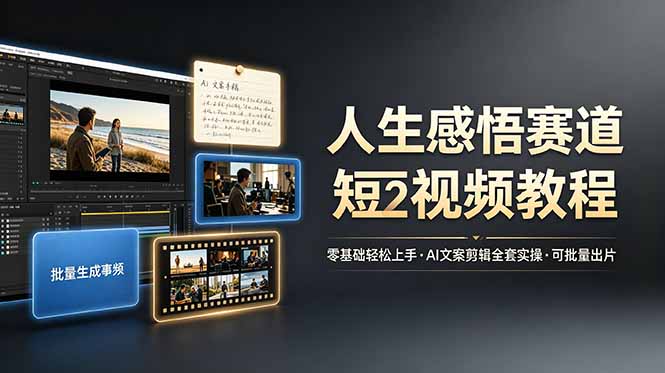 （19115期）人生感悟赛道短视频教程，零基础轻松上手，AI文案剪辑全套实操可批量出片瀚萌资源网-网赚网-网赚项目网-虚拟资源网-国学资源网-易学资源网-本站有全网最新网赚项目-易学课程资源-中医课程资源的在线下载网站！瀚萌资源网