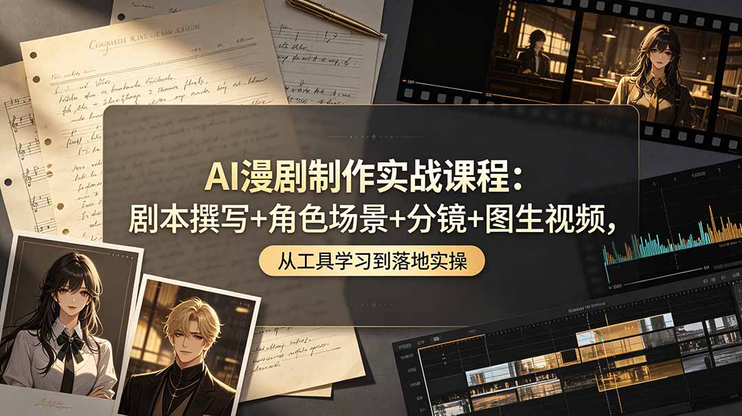 （19020期）AI漫剧制作实战课程：剧本撰写+角色场景+分镜+图生视频，从工具学习到落地实操瀚萌资源网-网赚网-网赚项目网-虚拟资源网-国学资源网-易学资源网-本站有全网最新网赚项目-易学课程资源-中医课程资源的在线下载网站！瀚萌资源网