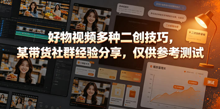 好物视频多种二创技巧，某带货社群经验分享，仅供参考测试瀚萌资源网-网赚网-网赚项目网-虚拟资源网-国学资源网-易学资源网-本站有全网最新网赚项目-易学课程资源-中医课程资源的在线下载网站！瀚萌资源网
