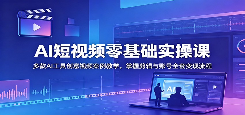 AI短视频零基础实操课：多款AI工具创意视频案例教学，掌握剪辑与账号全套变现流程瀚萌资源网-网赚网-网赚项目网-虚拟资源网-国学资源网-易学资源网-本站有全网最新网赚项目-易学课程资源-中医课程资源的在线下载网站！瀚萌资源网