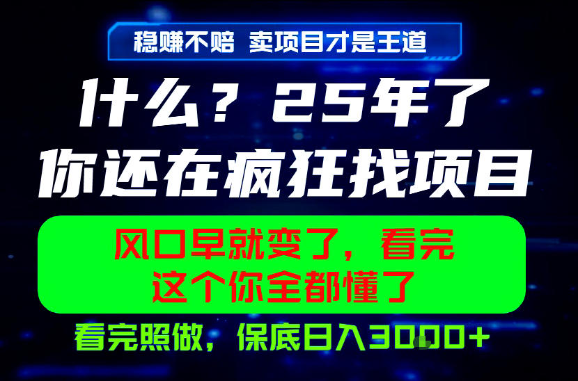 26年，请不要疯狂的找项目做了！卖项目才是真的稳賺不赔，看完照做，保底日入1k+【揭秘】瀚萌资源网-网赚网-网赚项目网-虚拟资源网-国学资源网-易学资源网-本站有全网最新网赚项目-易学课程资源-中医课程资源的在线下载网站！瀚萌资源网