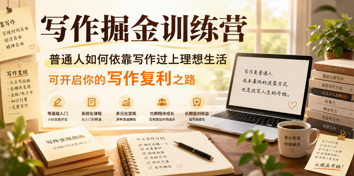 写作掘金训练营，普通人如何依靠写作过上理想生活，可开启你的写作复利之路（更新6月）瀚萌资源网-网赚网-网赚项目网-虚拟资源网-国学资源网-易学资源网-本站有全网最新网赚项目-易学课程资源-中医课程资源的在线下载网站！瀚萌资源网