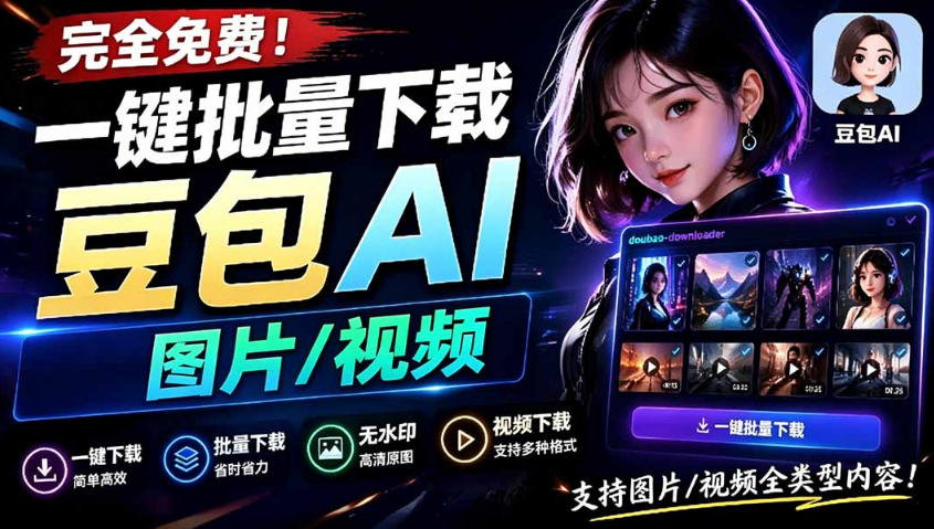 Github最新发布！一键批量下载豆包AI无水印图片/视频，简单易用，自动解析提示词瀚萌资源网-网赚网-网赚项目网-虚拟资源网-国学资源网-易学资源网-本站有全网最新网赚项目-易学课程资源-中医课程资源的在线下载网站！瀚萌资源网